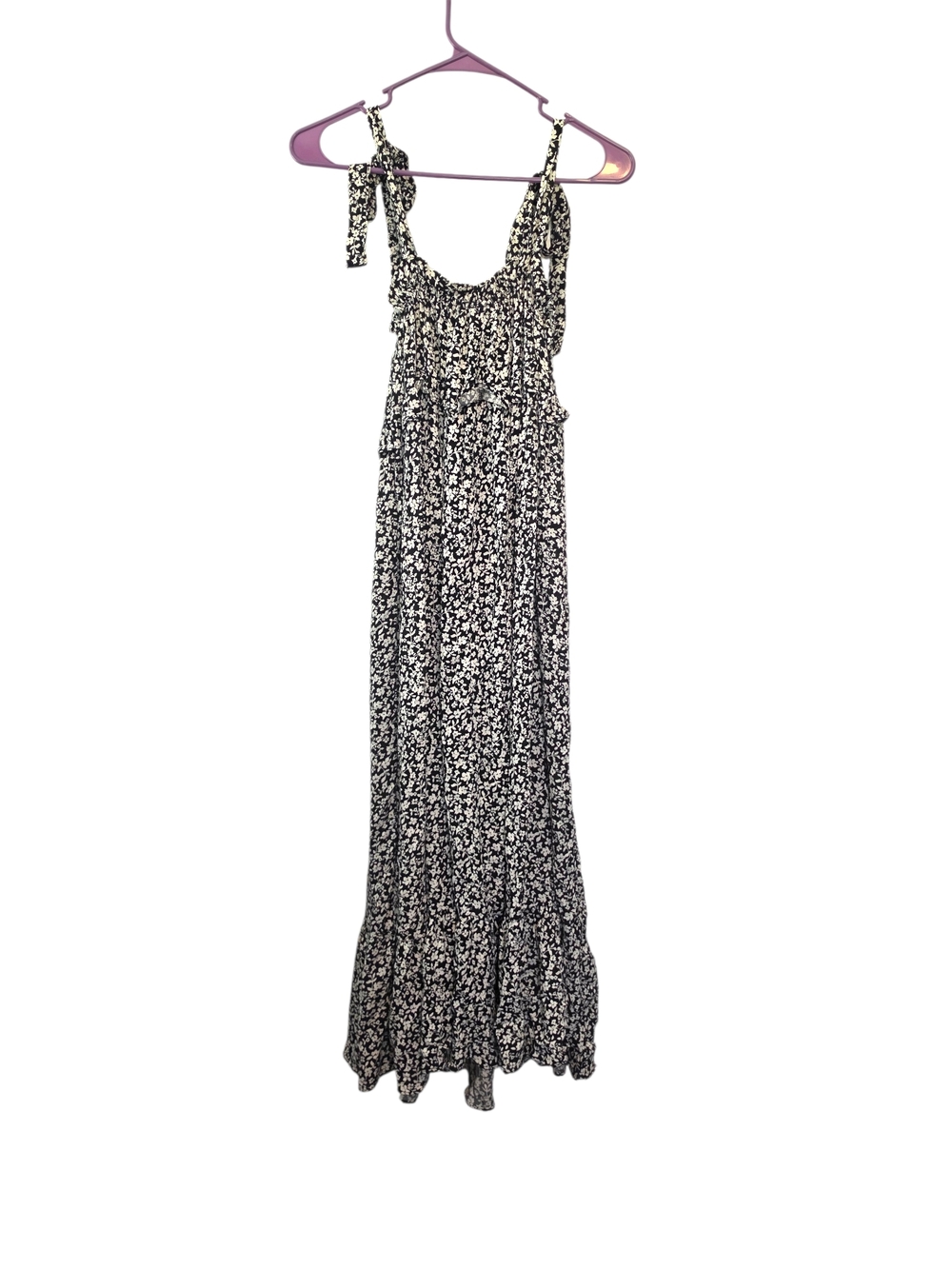 Hashttag in Trend Black & White Floral Maxi Dress with Tie Straps Size XS